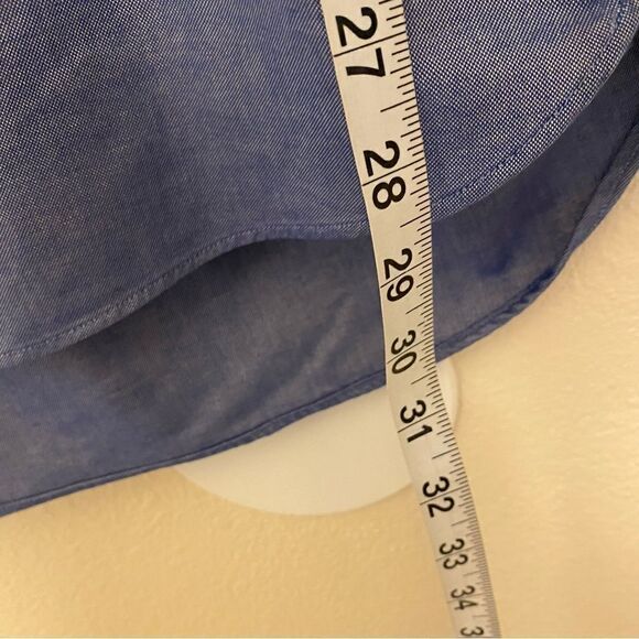 Lands End No Iron Pinpoint Oxford chambray style blue Shirt 16-16.5 mens Large - Picture 10 of 12